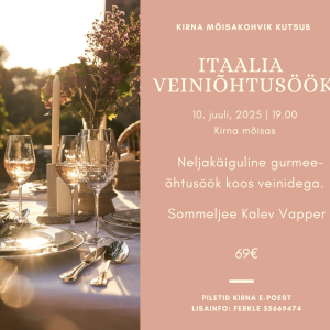 Neljakäiguline gurmee õhtusöök - naudime Itaaliat!